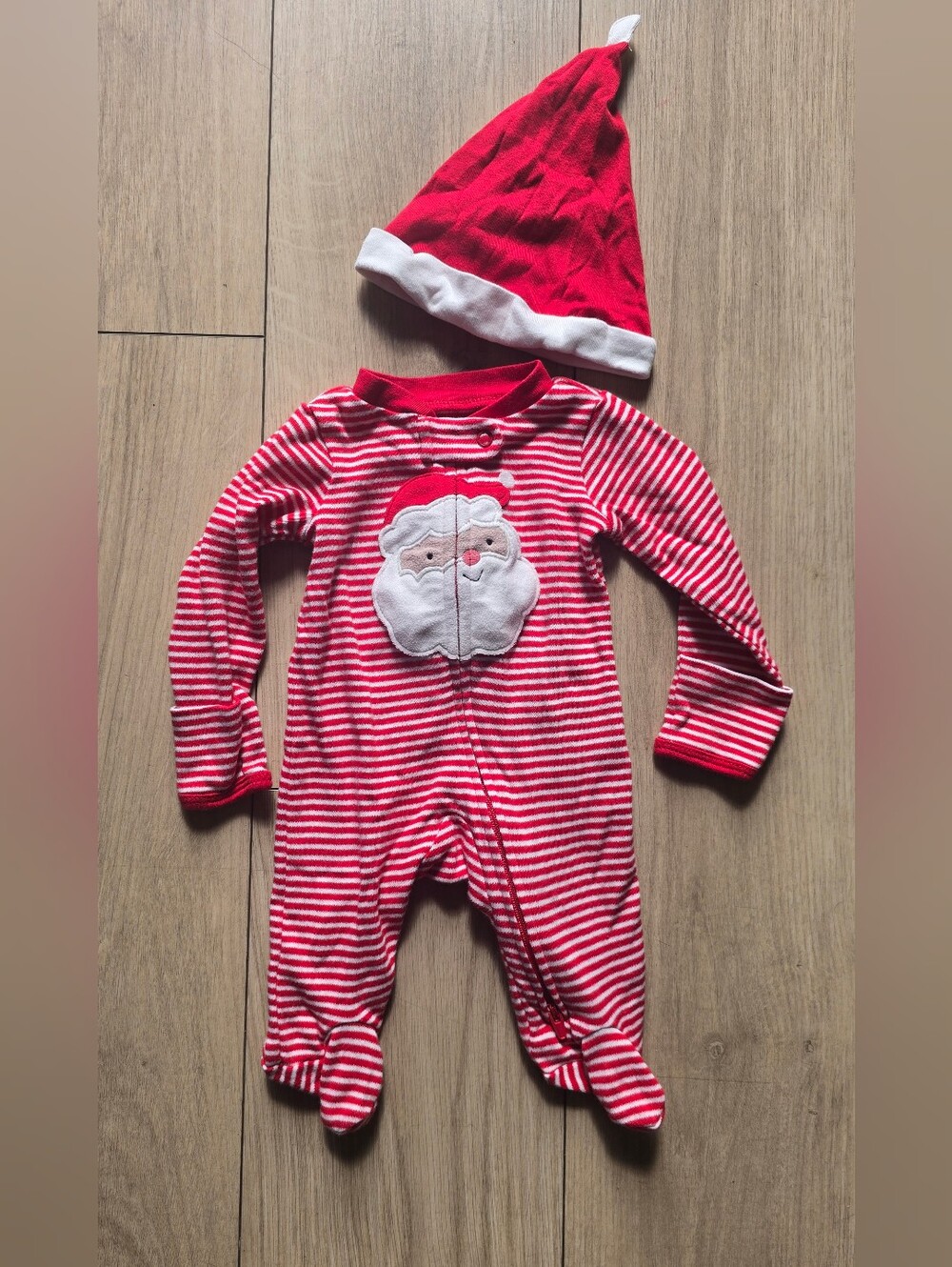 Carter's Red & White Striped Santa Onesie with Hat Newborn